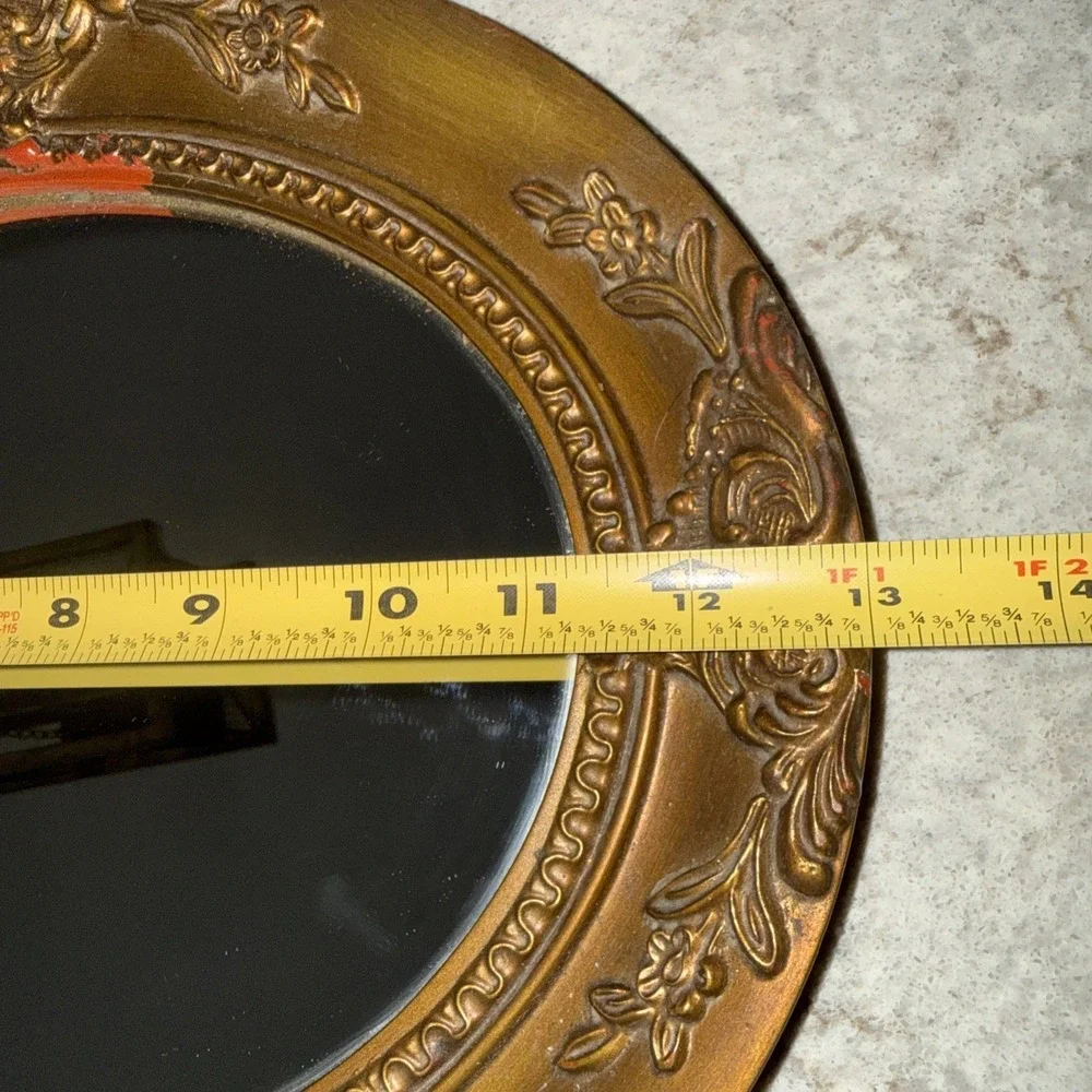 VTG Crown Fine Arts Ornate Bronze framed Mirror Oval 13X11 Gallery Wall READ